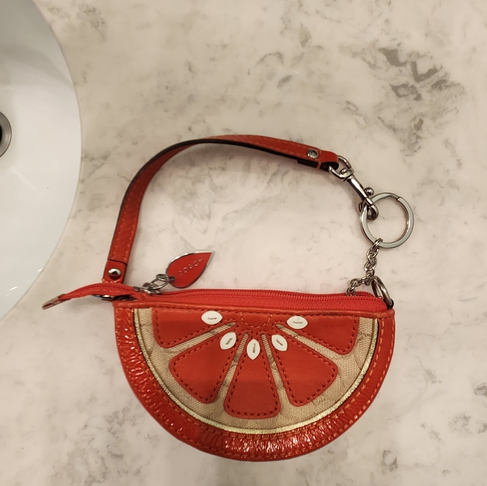 Coach tangerine coin purse